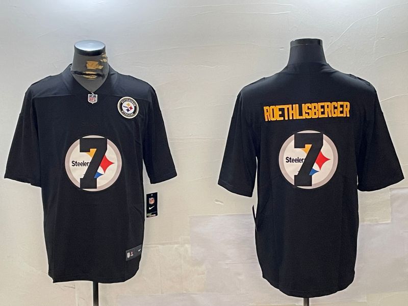 Men Pittsburgh Steelers #7 Roethlisberger Black Fashion 2024 Nike Limited NFL Jersey style 4->pittsburgh steelers->NFL Jersey